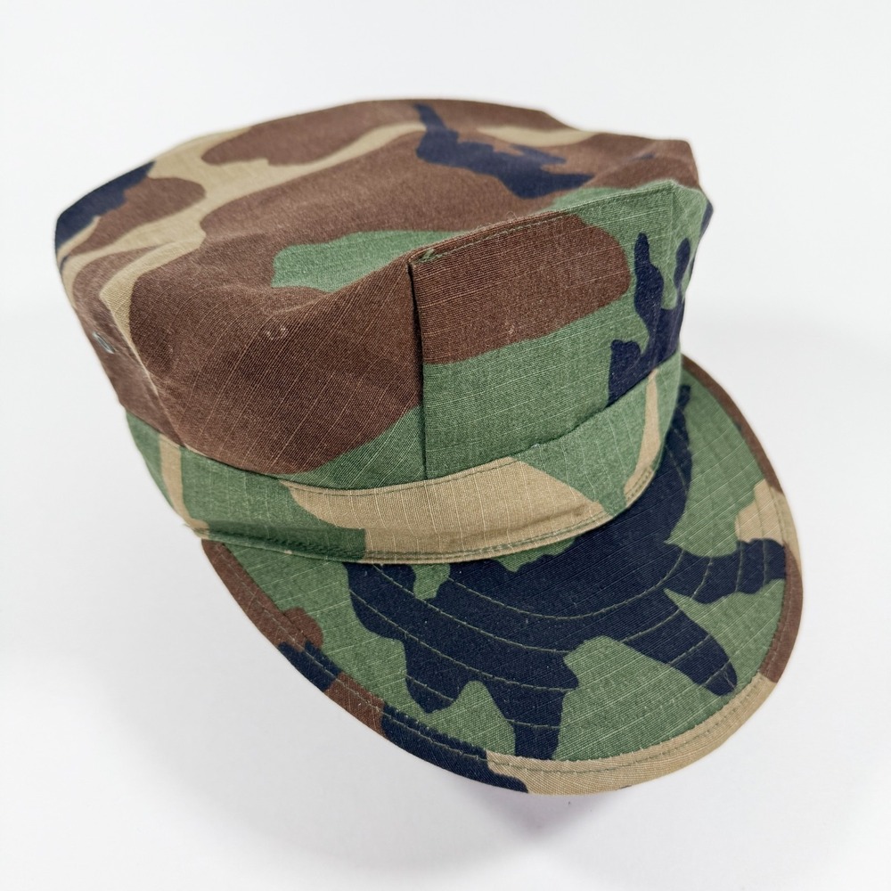 US Military BDU Utility Patrol Cap Woodland Camo Type II Proper Large Army Hat